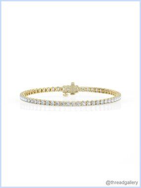 10K Solid Gold Lab Grown Diamond Tennis Bracelet 7 Inch